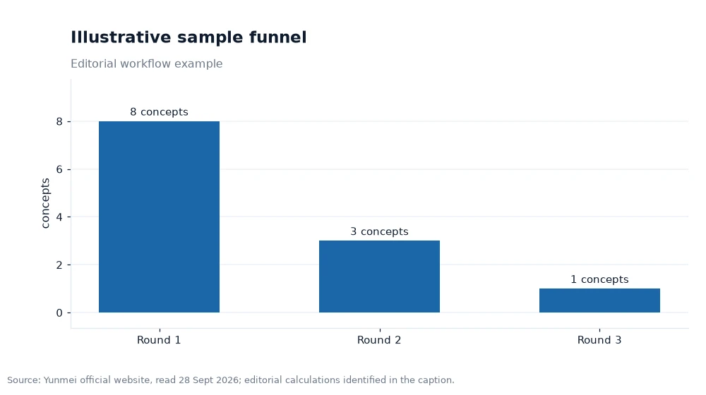 Bar chart showing a three-round lipstick sample process